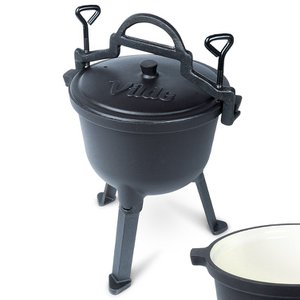 Cauldron Gusseisen Emaille an Beinen mit Deckelgusslinie 4 l