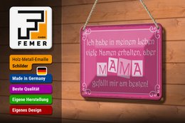 Tin sign saying 18x12cm Name Mom is my favorite decoration