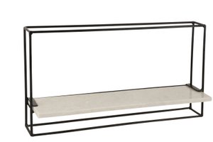 J-Line Muurrek 1Plank Ijzer/Marmer Zwart/Wit Large