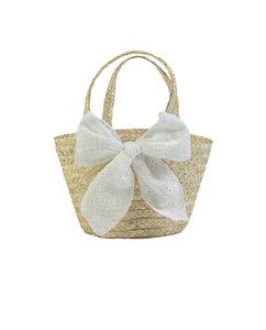 16518-O – Strohkorb mit Schleife – 100 % handgefertigt – SS 25