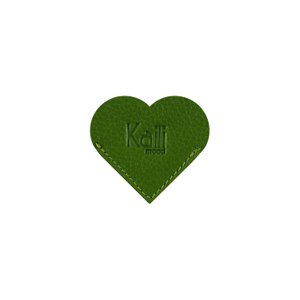 K0038EB | Made in Italy Heart Bookmark in genuine full-grain leather, dollar grain - Green color - Dimensions: 6 x 5.5 x 0.5 cm - Packaging: rigid bottom/lid Gift Box