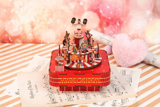3D Houten Puzzel Muziekdoos Circus Troupe voor Tieners