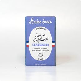  Lavender-scented soap bar from the Douce France collection by Louise Émot. The soap is made in France and features a simple, elegant design with the brand name and product name printed on the packaging.