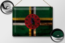 Blechschild Flagge Dominica 40x30cm Flag of Dominica Rost