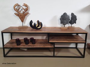 TV-lowboard TV-meubel TV-board 150 x 51 x 36 cm Liverpool metalen frame zwart mat