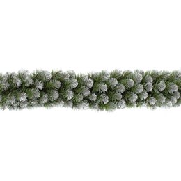  Green plastic Christmas garland with snowy accents, suitable for holiday decor.