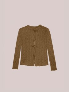 Exil-grüner Strick-Cardigan