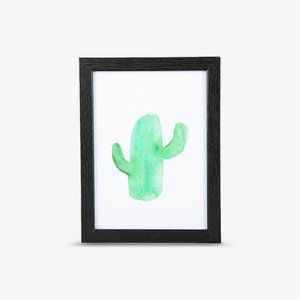 Cactus Wall Art, Black Wood
