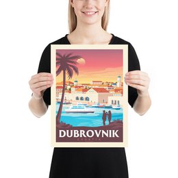 Affiche Dubrovnik Vintage | Poster Ville Dubrovnik Croatie