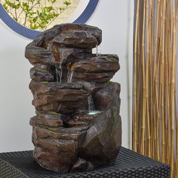 Fontaine XL- Niagara - Intérieur et Extérieur Cascade 5 Niveaux – Fontaine Jardin Terrasse Salon Nature Zen Lumière LED