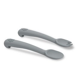 Siliconen lepel en vork-benzine grijs