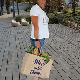 Domelo jute taske indkøbspose. Jute shopper taske. Stort vand -repellent indkøbskurv/ strandpose. Badepose XXL/ indkøbspose gaver til kvinder.