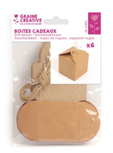 6 KRAFT 50MM CUBE BOXES + STRING