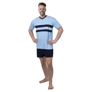 Men's Pyjama Set - Short Sleeve - Blue/Navy
