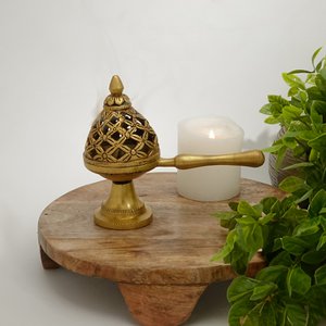 Messing wierookbrander met handgreep 0,8 kg