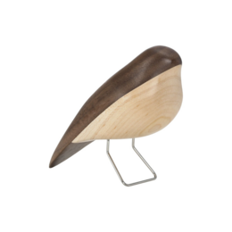 Wooden figurine of The Nightingale in walnut color, a decorative statue for the home.