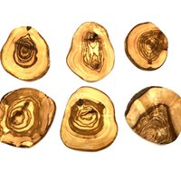 6er Set Untersetzer RUSTIKAL RUND ca. Ø 10 bis 12 cm aus Olivenholz