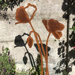 Valmue med blomsterknop | corten stål