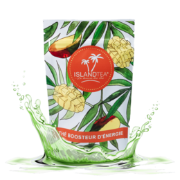 Herbal tea blend with tropical fruit flavors, including pineapple and mango. Packaged in a vibrant, nature-inspired design.