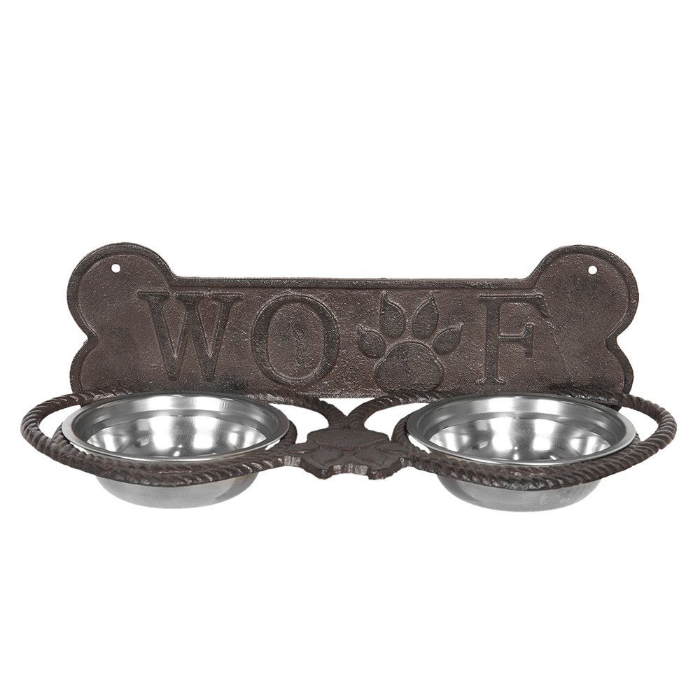 Voerbak hond 39x18x12 cm Bruin IJzer Hondenbot Voerbak Kat
