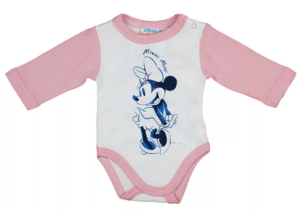 Disney Minnie Mouse Baby Bodysuit for Girls, White-Pink-Blue