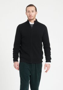 LUKE 8 Black cashmere zipped cardigan