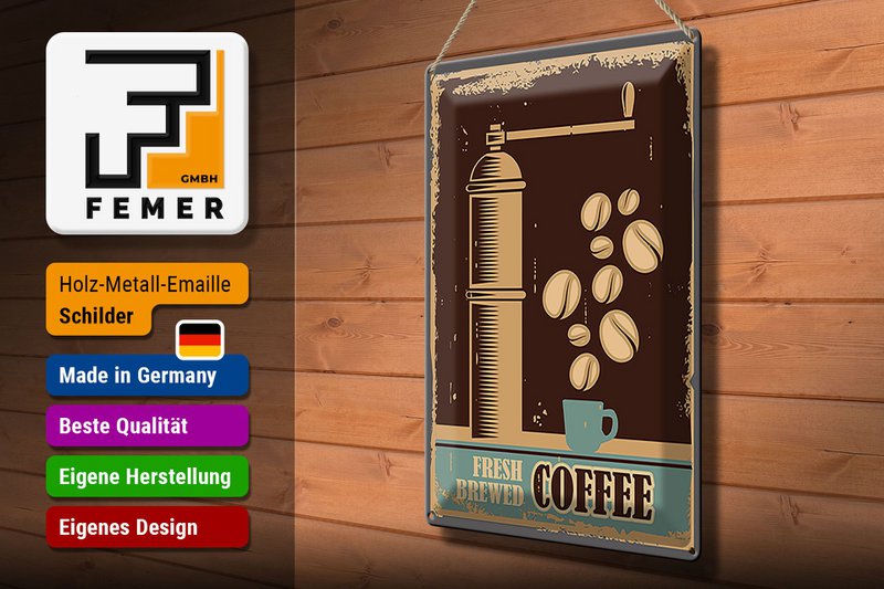 Tin Sign Retro 30x40cm Coffee Coffee freshly brewed