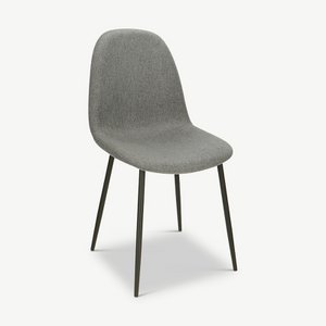 MOES Dining Chair, Brown Fabric & Black legs