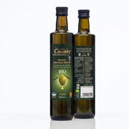  Dark glass bottle, organic extra virgin olive oil, Kalamata, golden amber liquid, premium quality