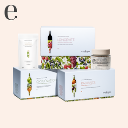 Colorful supplement boxes with various shapes, styles, and text. Includes bottles and other product imagery.