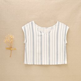  Sleeveless striped baby girl blouse in a variety of sizes, suitable for casual or formal wear.