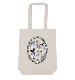  Delft blue tote bag with Zeeland girl on bicycle illustration, suitable for shoulder carry.