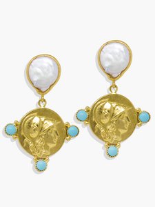 Athena Ohrringe mit Perlen und Türkis