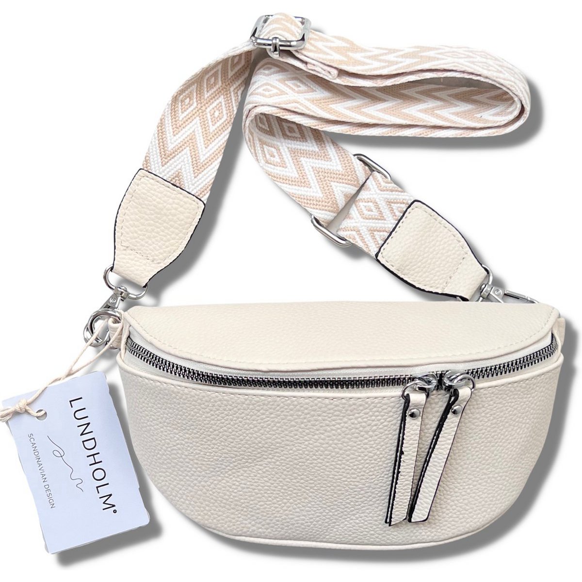 Kasqo Borsa Hobo In Pelle Vegana Con Portafoglio Incluso - Tracolla Regolabile, Borchie Antiusura, 15L, Beige