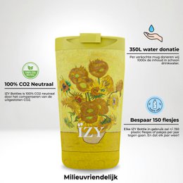 IZY Mug, Sunflowers, 350ml, giftbox - Thermische beker | reisbeker | Afsluitbare mug voor hete of koude dranken | isoleerbeker | Thermos | Mug
