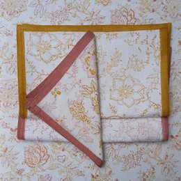 Serviette 'Blume' Rosa/Ocker