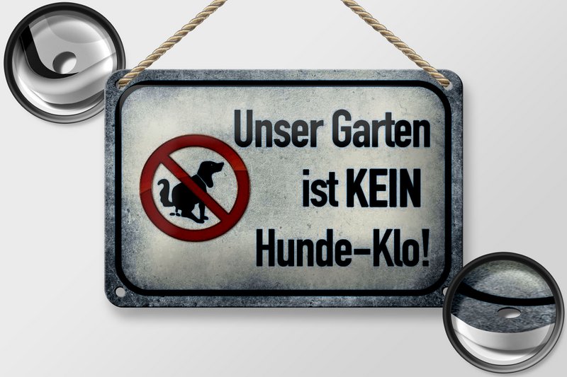 Tin sign notice 18x12cm our garden no dog toilet decoration