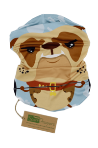 Bandana uit gerecycled polyester met hondenpatroon in lichtblauw