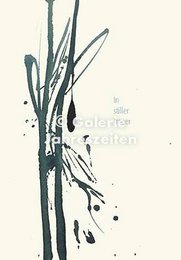  "Minimalist reed plant illustration condolence card with dark ink botanical design and white envelope"