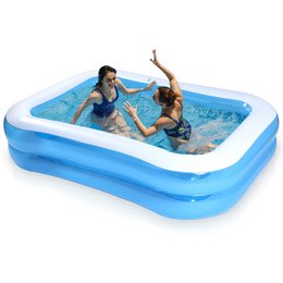  Rectangular inflatable swimming pool for kids, 245 cm x 150 cm x 43 cm in size. Suitable for backyard or garden use.