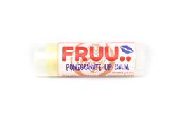 Pomegranate lip balm with a smooth, creamy texture that hydrates and nourishes lips.