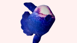 Plush celestial moon fish with a whimsical, galaxy-inspired design featuring vibrant blue and pink hues.