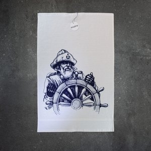 Küchenhandtuch Frottee weiß mit Kapitän