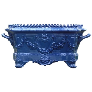Art Nouveau Planter - 55 cm - Aluminium - Dark Blue