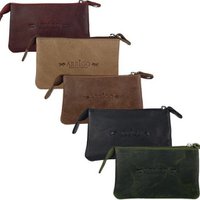 Taupe leren sleuteletui met rits – kleine portemonnee voor dames van soepel leer, perfect voor het organiseren van je sleutels en kleine essentials.