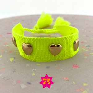 Woven bracelet Neon Yellow Hearts