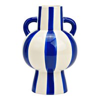 Vase gestreift aus Keramik, Blau/Weiß (B/H/T) 15x24x15cm