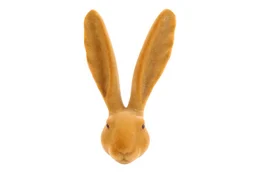 Large brown plush rabbit decoration with long ears, suitable for Easter holiday decor. Measures 12 x 12 x 35 cm.