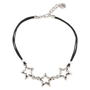 Schwarz-silberner Dreifach-Stern-Halsband
