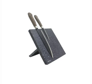 🔪 Magnetische mesblokstandaard - Zwart marmereffect | 21,5 × 21,5 cm